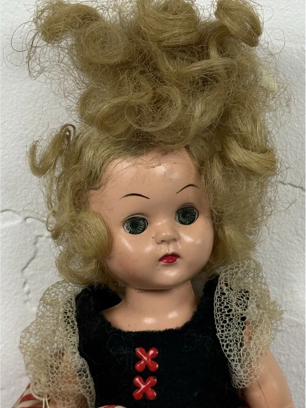 Vintage 8.5 Inch Sleepy Eye Hard Plastic Doll Blonde Ginny Walker Style